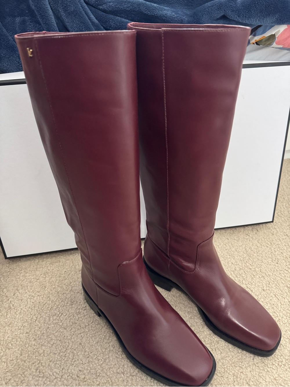 Larroude Women's Tall Riding Boots - Burgundy - Picture 3 of 12